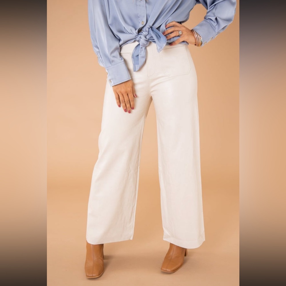 Neutral Faux Leather Pants